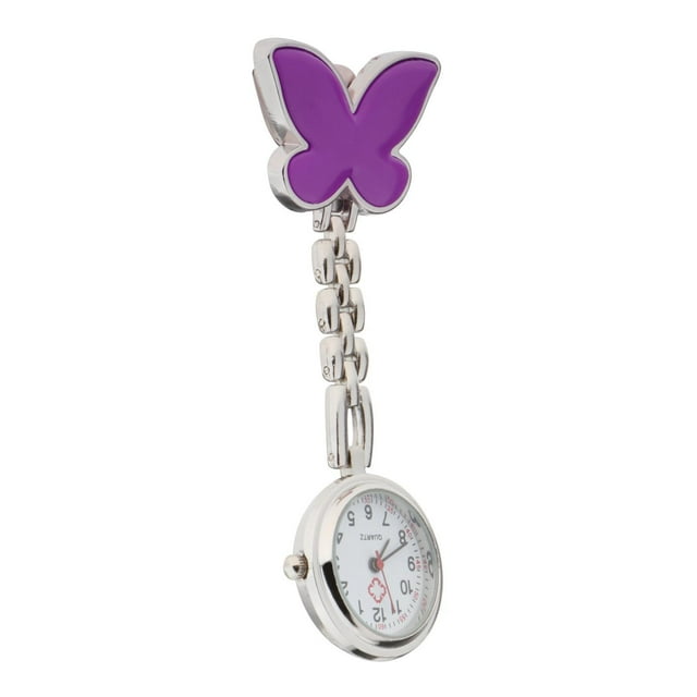 Reloj Fob para mujer Reloj lindo Reloj de enfermera Broche Reloj Fob Púrpura Sunnimix Enfermera reloj de bolsillo