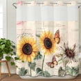thumbnail image 3 of Sunflower Butterfly No Hook Shower Curtain Waterproof, Bathroom Curtains with Snap in Liners and See Through Top Window, Vintage Farm Floral Watercolor Hotel Style Bathtub Curtains Shower 72"Wx72"L, 3 of 8