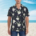 thumbnail image 4 of Lsque Lilies Flowers pattern Hawaiian Shirt for Men, Unisex Summer Beach Casual Short Sleeve Button Down Shirts-Small, 4 of 9