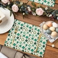 thumbnail image 2 of St. Patrick's Day Placemats Set of 12, Four Leaf Clovers Pattern Table Mats Washable Heat-Insulation Non-Slip Place Mats for Kitchen Dinner Table Indoor Outdoor Decor,13x19 Inch Yellow Green, 2 of 9