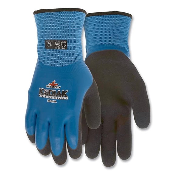 MCR Safety 127-K9697XL Kodiak Insulated Work Gloves, Extra Large - Blue & Black - Sandy Latex Palm - Pack of 12