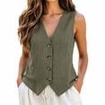 thumbnail image 3 of Womens Vest Top - Cotton Linen Shirts Summer 2026 Button Down Tank Tops Business Casual Boho Sleeveless Blouses, 3 of 7