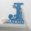 Blue Starry Initial Wood Plaque