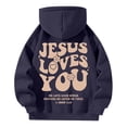 thumbnail image 4 of Jesus Print Hoodies for Women Long Sleeve Hooded Sweatshirt Fall Casual Pullover, 4 of 6