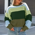 thumbnail image 5 of zaveiop Womens Color Block Cropped Sweaters 2025 Winter Trendy Casual Oversized Y2k Going out Striped Pullover Tops (Light Green, M), 5 of 5