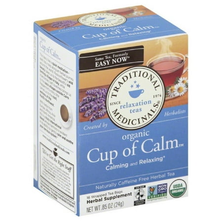 Traditional Medicinals Organic Cup of Calm Naturally Caffeine Free Tea Herbal, 16 Bg (Pack of