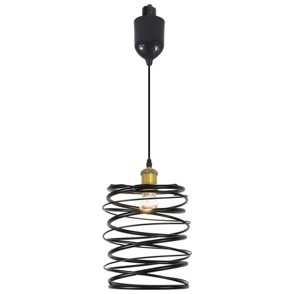 Kiven H-Type track lighting pendants Adjustable Height,Industrial h track pendant lights with Iron Guard Lampshade,Farmhouse Track Lighting Fixture for Kitchen Island Hallway Cafe,Antique Gold(1 pack)