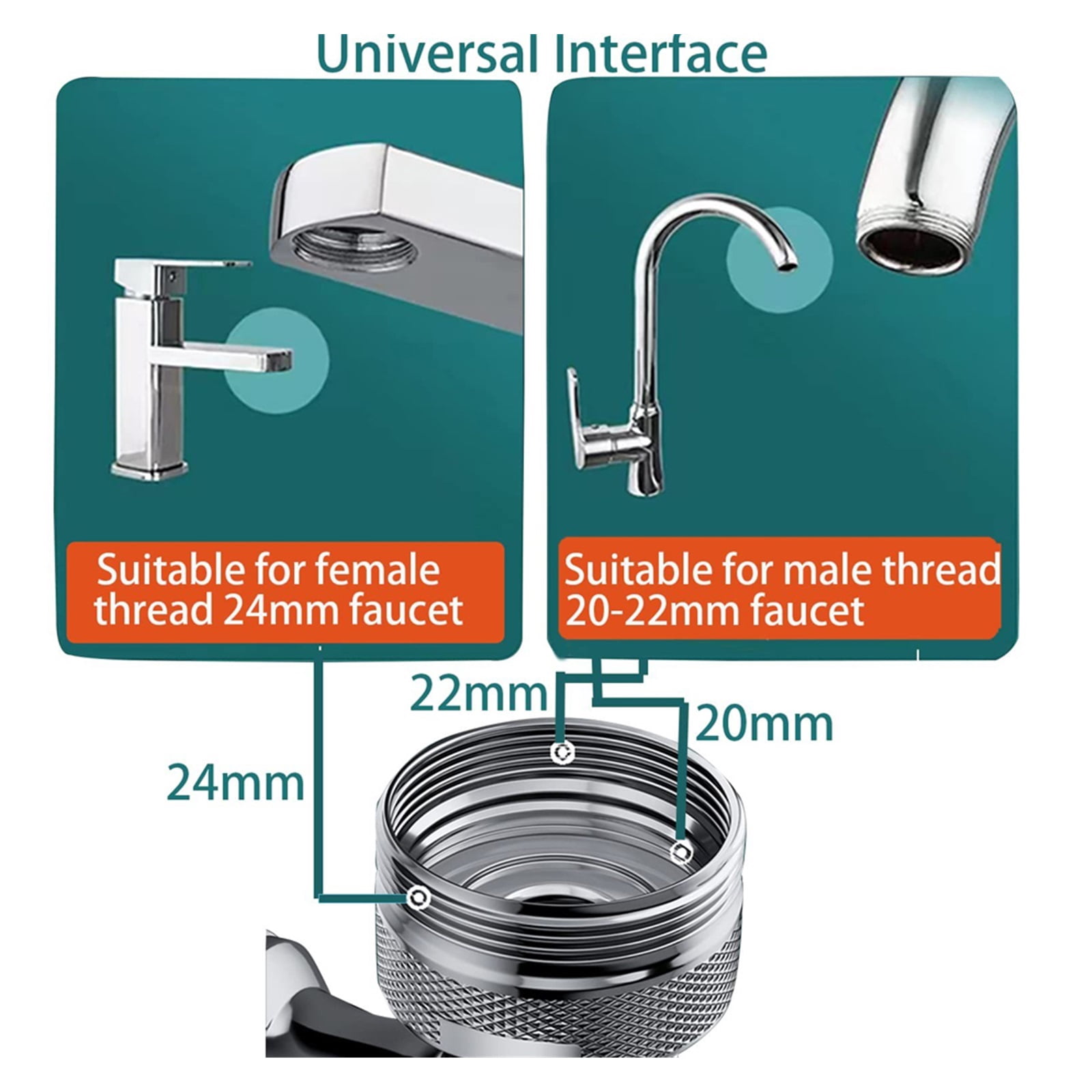 Universal 1080° Rotation Extender Faucet Aerator Plastic Splash Filter Kitchen Sink Washbasin Faucets Bubbler Nozzle Robotic Arm ,Water Saving