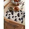 thumbnail image 3 of Placemats Set of 6, Cotton Linen Heat Table Mats Non-Slip Washable Farmhouse Black White Cow Placemat for Holiday Banquet Dining Kitchen Table Decor, 3 of 6