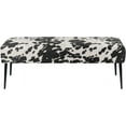 thumbnail image 6 of YEXJ Button-Tufted Ottoman Bench, Upholstered Bedroom Benches Velvet Footrest Stool Accent Bench for Entryway Dining Room Living Room Bedroom End of Bed-Black&cow, 6 of 15