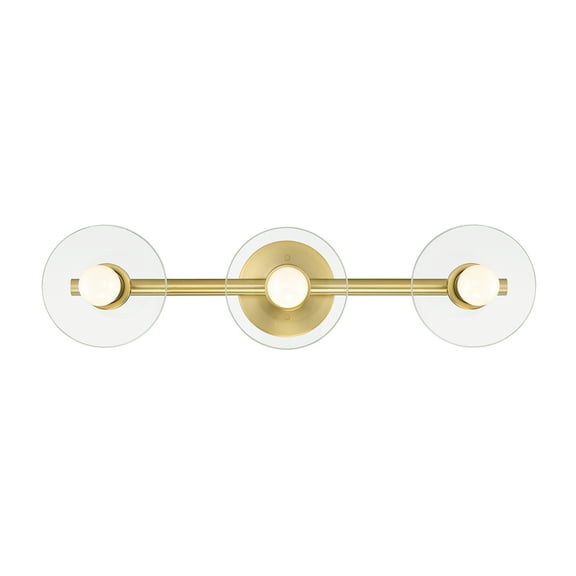 Designers Fountain Litto 24 inch 3-Light Brushed Gold Modern Bathroom Vanity Light Fixture with Clear Glass Shades, D294C-3B-BG