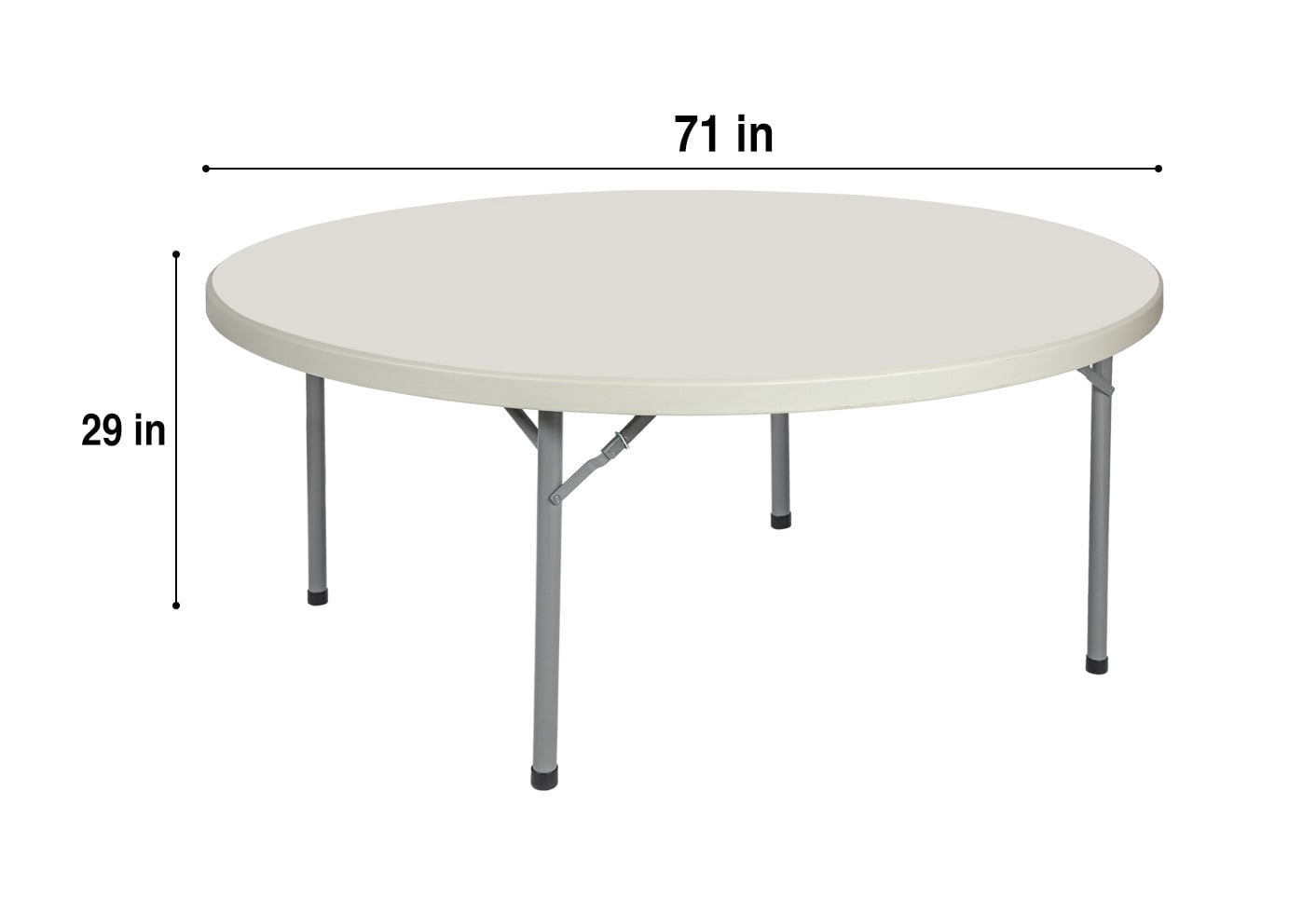 Hampden Furnishings Baldwin Collection 71" Plastic/Steel Round Folding Table, Grey
