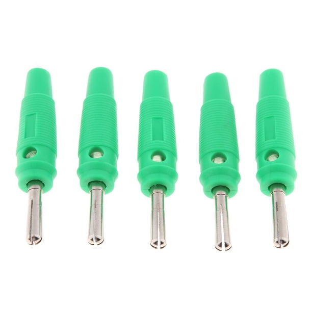 5 Unids 4mm Banana Plug Sin Soldadura Lateral Apilable Plátanos De Cobre verde