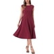 thumbnail image 2 of INSPIRE CHIC Vestido de Trabajo para Mujeres con Mangas Cortas, Elegante, Cintura Ceñida, Vestidos en A Línea, Color Burdeos, 2 of 6