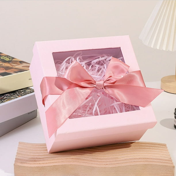 Decoraciones de San Valentín, regalos de San Valentín, adornos de San Valentín, caja de regalo con cubierta transparente, caja de regalo estereoscópica de San Valentín, caja de regalo con lazo, cajas