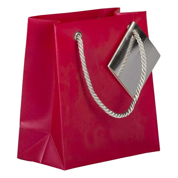 JAM Paper Opaque Gift Bags, 5.75 x 5.75 x 2.5, Red, 100/Pack, Mini