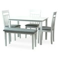 thumbnail image 4 of Dining Kitchen Solid Wooden Bench Stained Classic Design Padded Seat in White Finish, 4 of 4