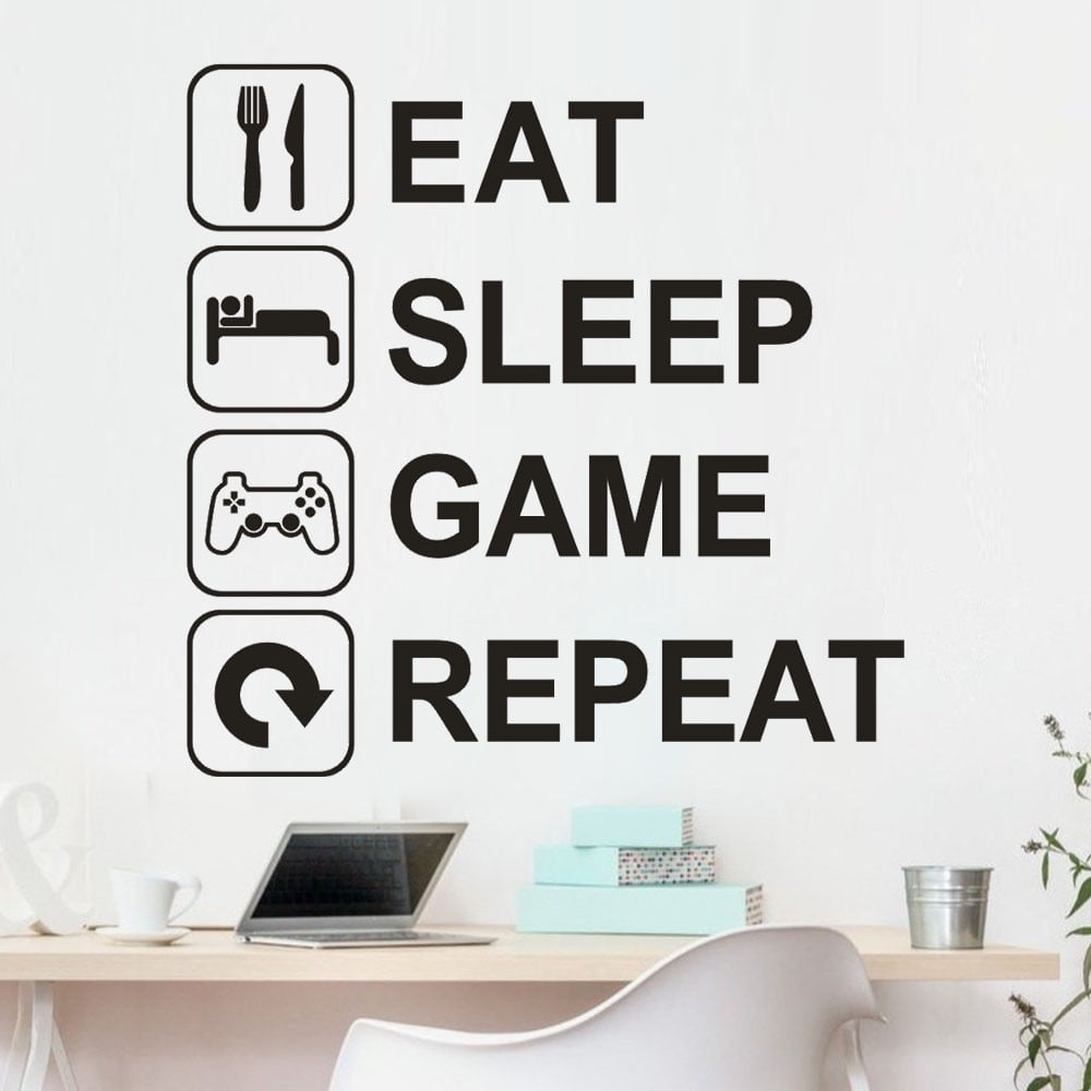 Eat Sleep Game wall decal removable sticker decor kids room gamer man cave 