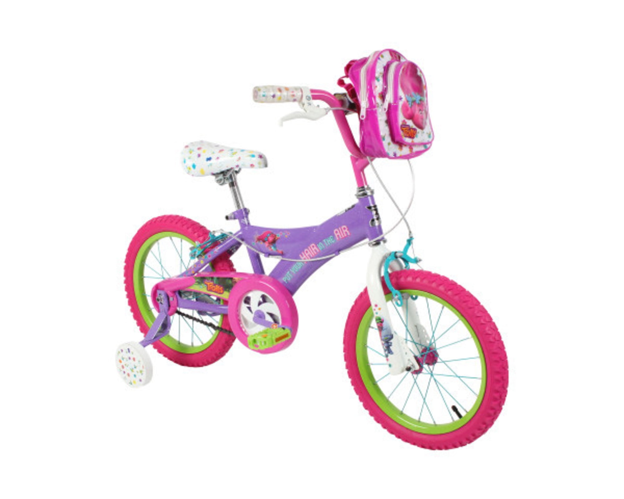 Purple with Training Wheels Ages 3-5 Pink Trolls Dynacraft 12" Bike Poppy 