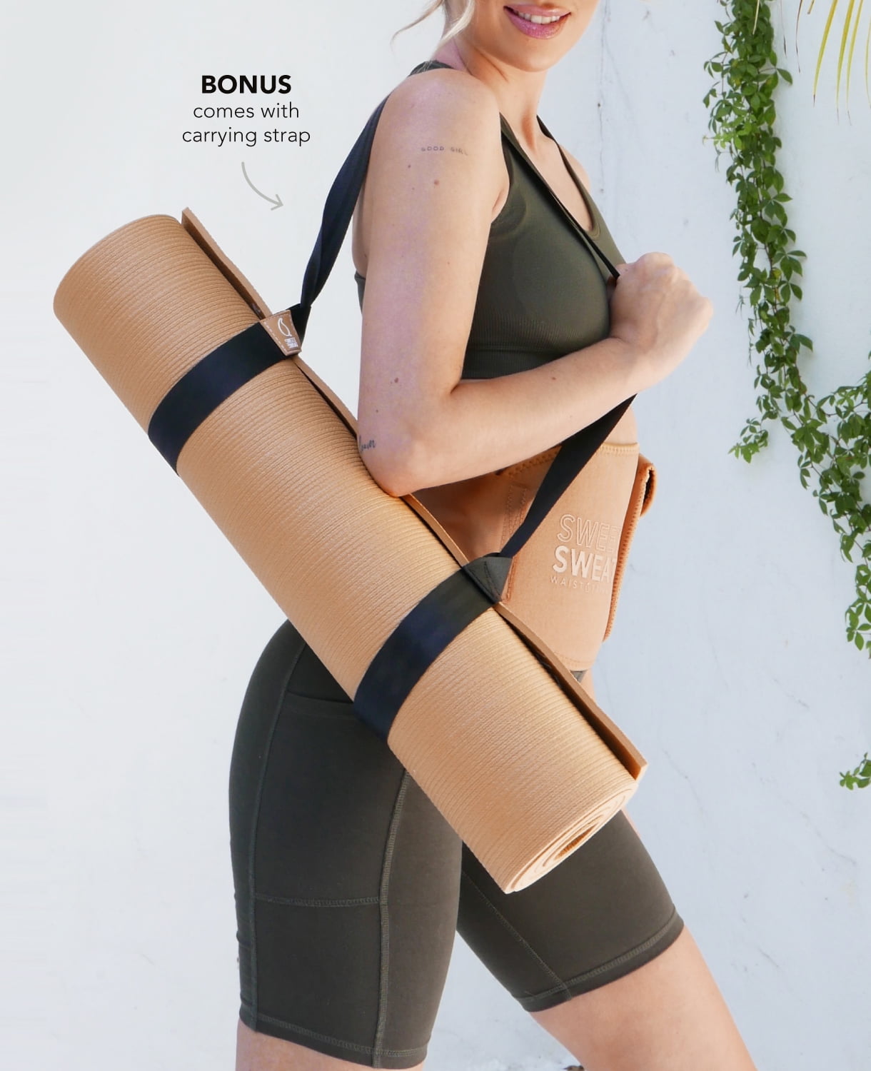 Sweet Sweat Yoga Mat - Dual Sided W/ Strap, Tan