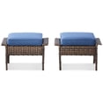 thumbnail image 3 of PARKWELL Outdoor 2-Piece Patio Rattan Ottoman,Wicker Footstool Seat Side Table with Cushion for Backyard, Balcony, Poolside,Navy, 3 of 7
