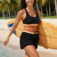 thumbnail image 6 of Womens Bikini Swimsuits 2 Piece Color Block Crop Tank Tops Boyshorts Bottom Athletic Full Coverage Bathing Suit, XL, 6 of 7