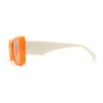 thumbnail image 3 of Womens Diamond Cut Beveled Mod Plastic Rectangle Sunglasses Orange Ivory Light Brown, 3 of 4