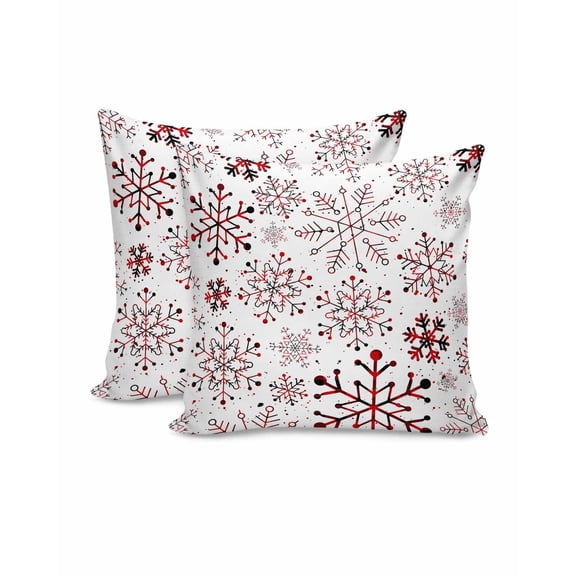 Christmas Decorative Throw Pillow Covers 16x16 Inch Set of 2 Christmas Snowflake Pillow Cases for Couch, Snowflakes White Cushion Case for Living Room Bedroom Bed Car Chair