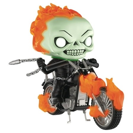 Pop Rides: Marvel Classic Ghost Rider with Bike (Glow in the Dark Version) Vinyl Figure, Funko brings the classic Marvel hero the pop! rides line By FunKo