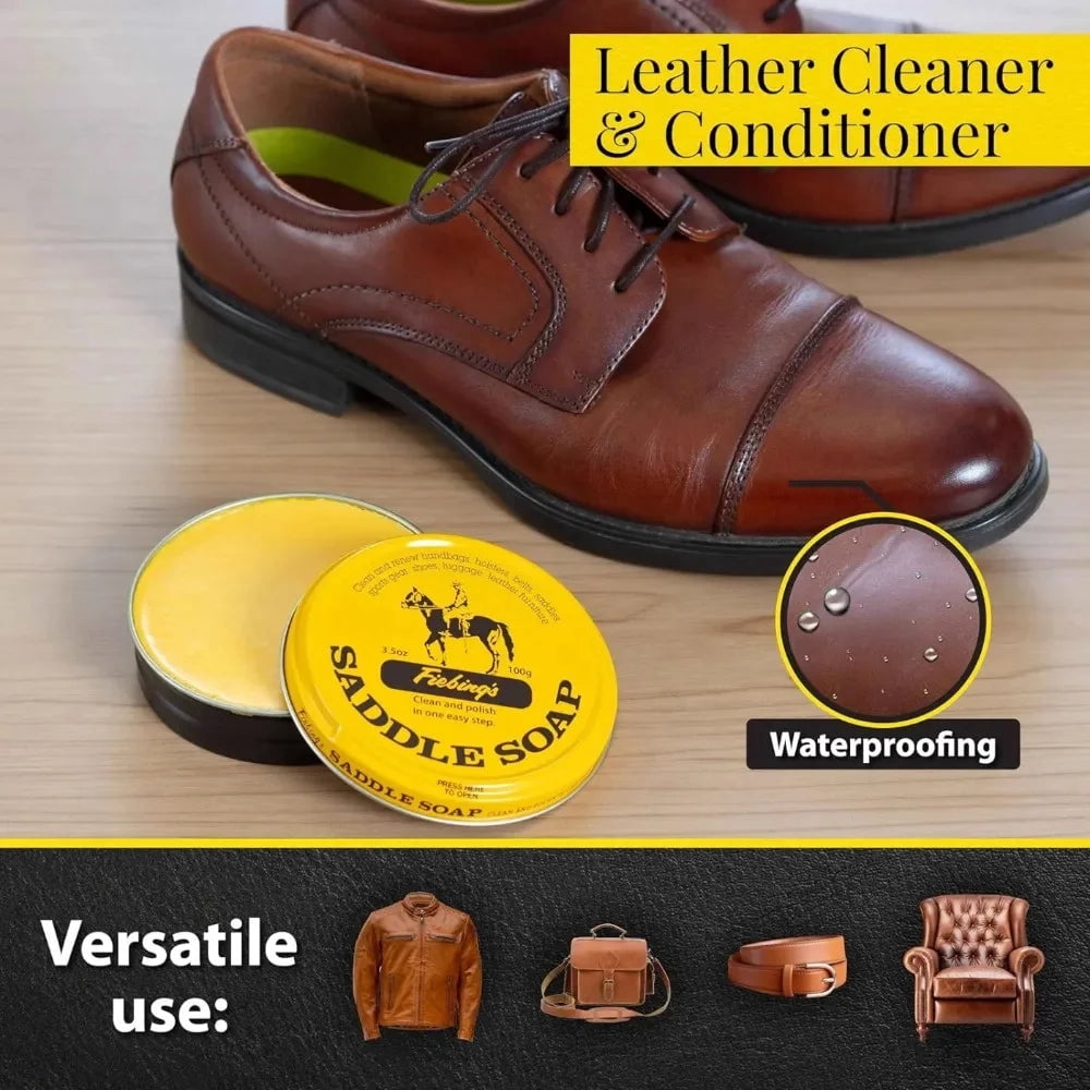 Fiebing's Yellow Saddle Soap Cleans & Lubricates Leather Saddles Boots Shoes 12 oz. 2PCK