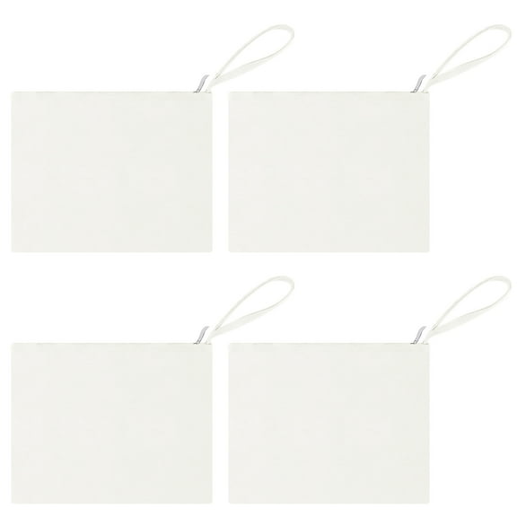 Aspire 4-Pack White Cotton Canvas Wristlet Bag, Cosmetic Makeup Bag with Cotton Lining, 10-3/4 x 8 Inch