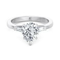 thumbnail image 2 of Mauritius - Moissanite Pear Shape Lab Diamond Engagement Ring with Tapered Baguette Side Stones, 2 of 4