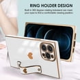 thumbnail image 2 of Compatible with iPhone 12 Pro Max Case with Strap Women Girls, Cute Luxury Gold Heart Pattern, Soft TPU Shockproof Loop Plating Protective Square Case Cover for iPhone 12 Pro Max 6.7 in-White, 2 of 6
