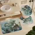 thumbnail image 6 of 4 Pieces Chinese Style Dragon Shower Curtain Set Ink Painting Contemporary Bathroom Decor Sets with Rugs Bathroom Accessories Set Bathroom Curtain Shower Set with 12 Hooks, 6 of 8