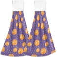 thumbnail image 2 of SKYSONIC 2 Pcs Hanging Hand Towels, Soft Absorbent Orange Pumpkin Thanksgiving Towel for Kitchen Bathroom, 12"x17", 2 of 7