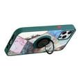 thumbnail image 3 of Bemz Ring Series Case for iPhone 14 (TPU Silicone Cover with Magnetic Stand) and Vertical Rugged Nylon Belt Holster Pouch - Green on Galaxy Marble, 3 of 9