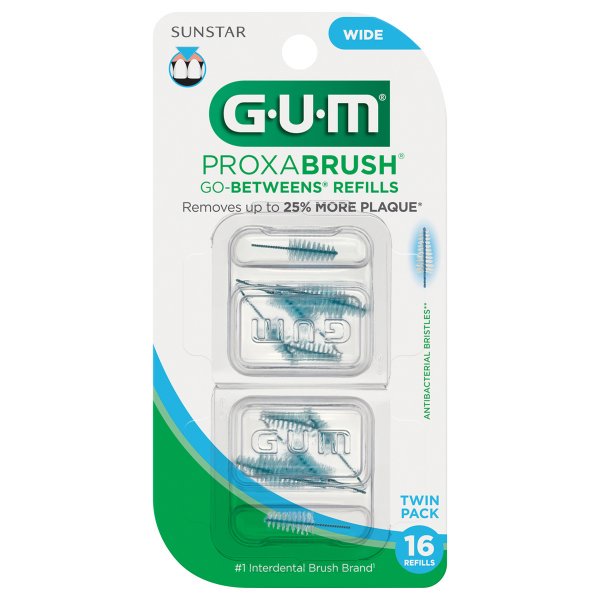 GUM Proxabrush GoBetweens Interdental Brush Refills, Wide, 16 Count