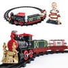 Children's Toy Christmas Train Rail Set with Light and Sound Christmas Retro Steam Track Train Model Toy