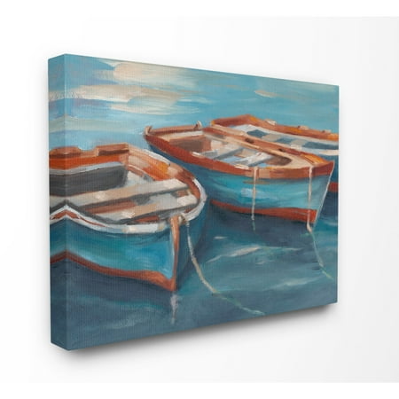 Boat Docks Wall Art The Stupell Home Decor Collection Red White and Blue Row Boats At Dock Painting Oversized Stretched Canvas Wall Art, 24 x 1.5 x 30 ()
