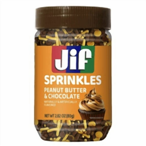 Smuckers and Jif Sprinkles Set of 4 - Peanut Butter, Strawberry, Grape, Peanut Butter/Chocolate - Toppings for Cupcakes, Cookies, Ice Cream