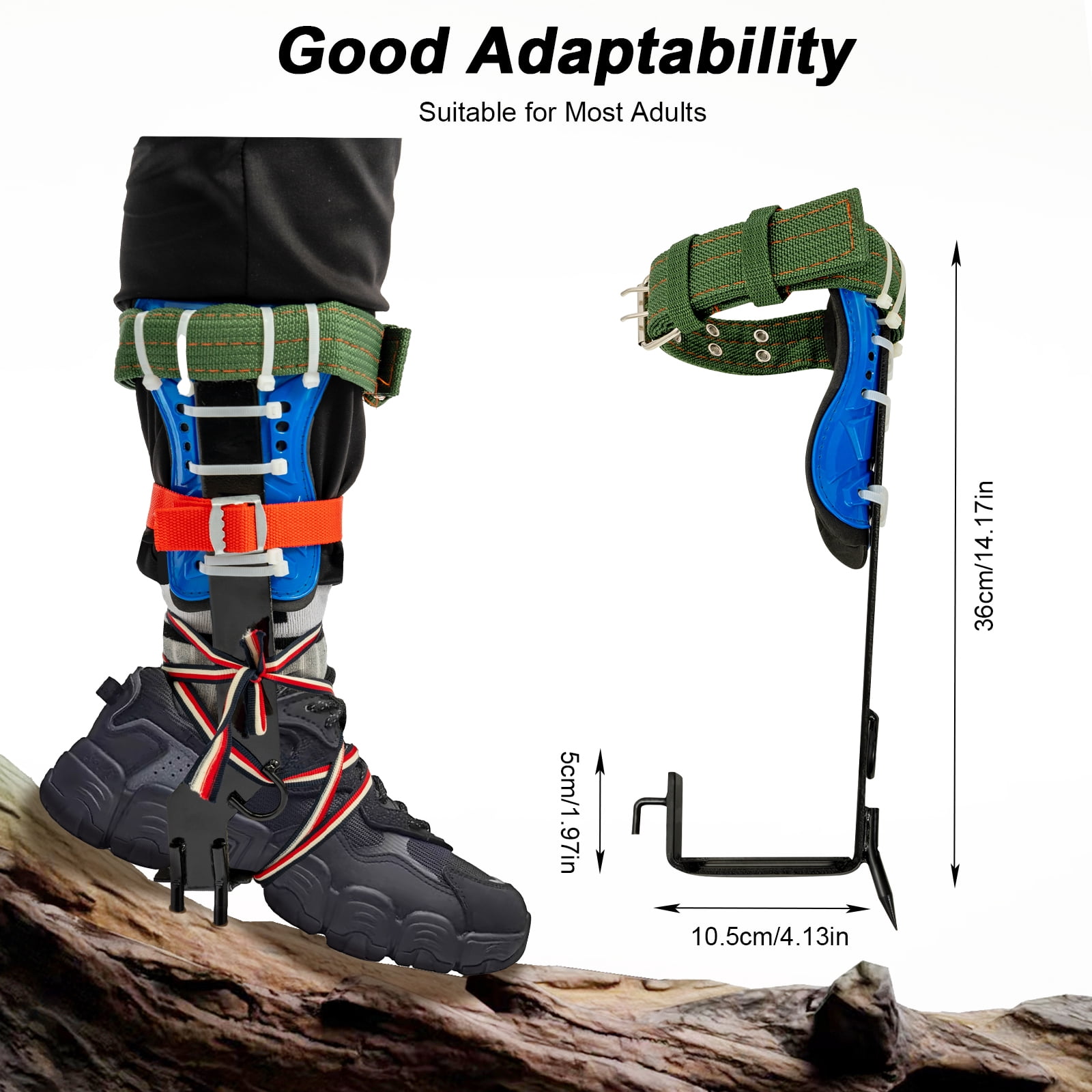 220.46 Lbs Safety Belt Rope Black&Blue Safety Lanyard Tree/Pole Climbing Spike Set with 2m Safety Belt