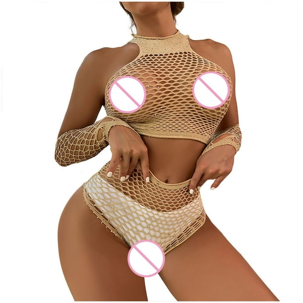 Valentine's Day Lingerie for Women Peach Lingerie for Women for Sexy  Women's Hollow Teasing Sexy Hot Sexy Lingerie Female Bright Fishnet Tight  Net With Gloves - Walmart.ca