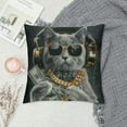 thumbnail image 2 of Orinice Throw Pillow Cover Cool Rich Gangster Boss Cat Pillow Covers Grey Black Pillowcovers Soft Double Side Print Sofa Linen Square Throw Pillowcover  for Living Room Bedroom Car Decor White, 2 of 5