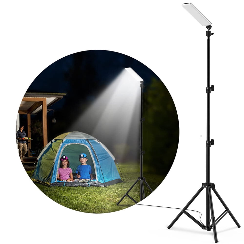 LITOM 84LED Tripod Stand Floor Camping Light Outdoor Super Bright Camping Light Adjustable Metal Telescoping Tripod 6ft, USB Powered