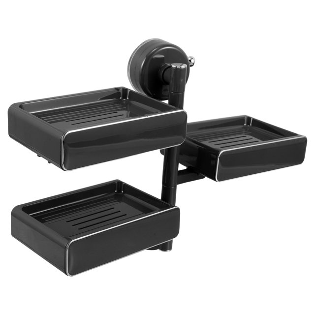 Houderco Estante De Jabón Para Ducha Con Ventosas Autoadherentes Y De Capas Negras