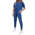 thumbnail image 3 of Yuemengxuan Solid Color Simple Style Casual Round Collar Short Sleeve T-Shirt+ High Waist Trousers, 3 of 6