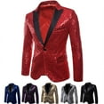 thumbnail image 4 of Men Tuxedo Suit Gentleman Dance Sequins Coat Blazer Jacket Red S, 4 of 5