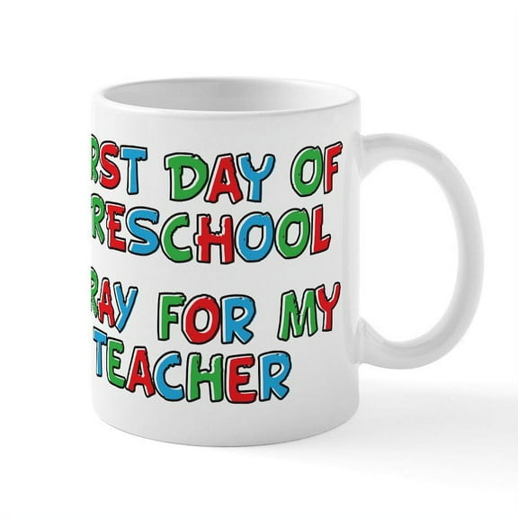 CafePress - Pray For My Preschool Teacher Mug - 11 oz Ceramic Mug - Novelty Coffee Tea Cup