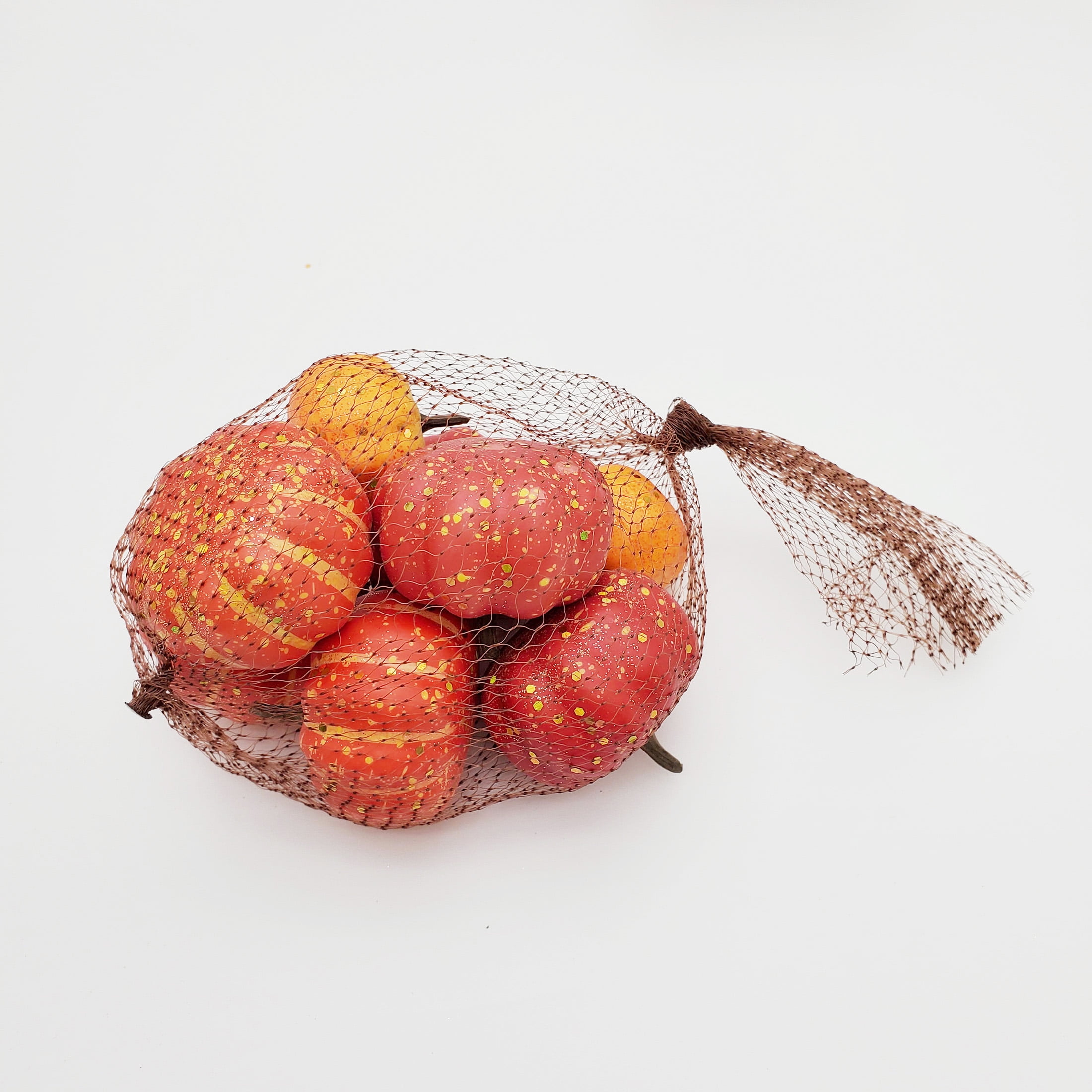 Way to Celebrate Harvest Orange Glitter Mini Pumpkins, 8 Count