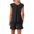 thumbnail image 3 of INSPIRAR CHIC Conjuntos de Pijamas de Dos Piezas para Mujeres con Mangas de Volantes y Pantalones Cortos L Negro, 3 of 5